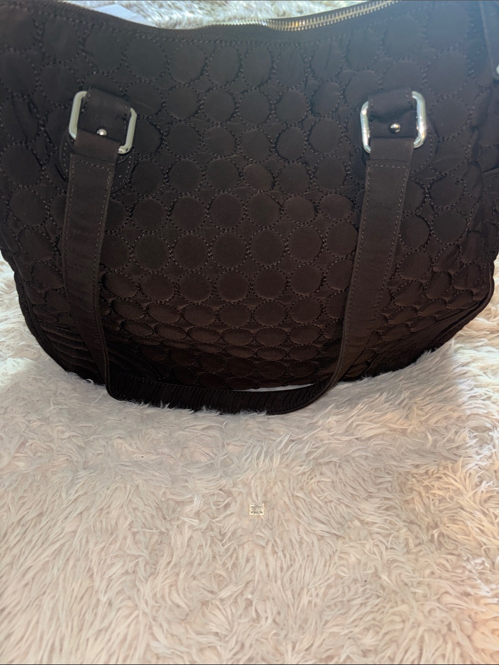 Vera Bradley Quilted Circle Tote in Dark Brown